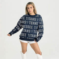 Tennessee Titans Gameday Couture Women's Oversized Hype Era Rhinestone Text Sweatshirt Navy - NFL