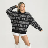 Baltimore Ravens Gameday Couture Women's Oversized Hype Era Rhinestone Text Sweatshirt Black - NFL