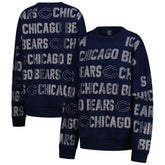 Chicago Bears Gameday Couture Women's Oversized Hype Era Rhinestone Text Sweatshirt Navy - NFL