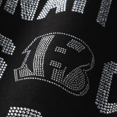 Cincinnati Bengals Gameday Couture Women's Oversized Hype Era Rhinestone Text Sweatshirt Black - NFL