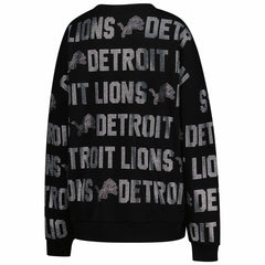 Detroit Lions Gameday Couture Women's Oversized Hype Era Rhinestone Text Sweatshirt Black - NFL