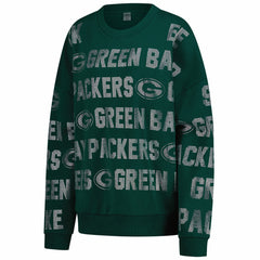 Green Bay Packers Gameday Couture Women's Oversized Hype Era Rhinestone Text Sweatshirt Green - NFL