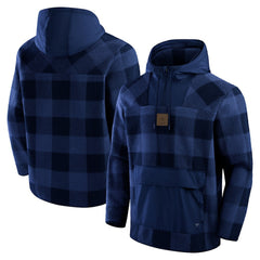 Dallas Cowboys Elements Plaid Polar Fleece Quarter-Zip Hoodie Navy - Fanatics