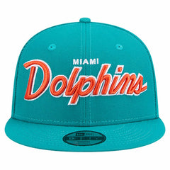 Miami Dolphins New Era Youth Main Script 9FIFTY Snapback Hat Aqua - NFL