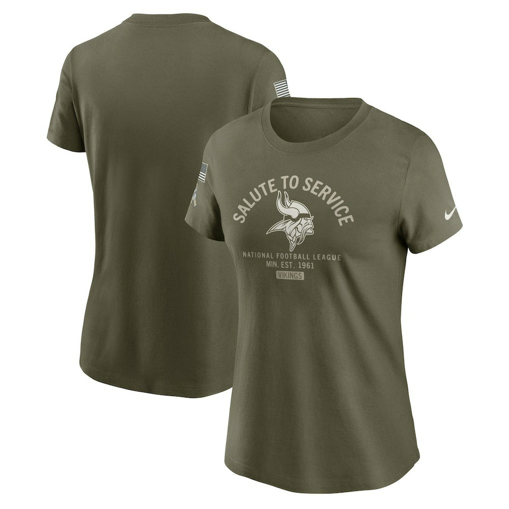 Minnesota Vikings Women's 2025 Salute to Service Sideline T-Shirt Olive - Nike