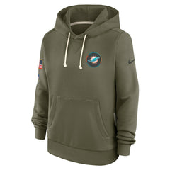 Miami Dolphins Women's 2025 Salute to Service Sideline Standard Issue Dri-FIT Hoodie Olive - Nike