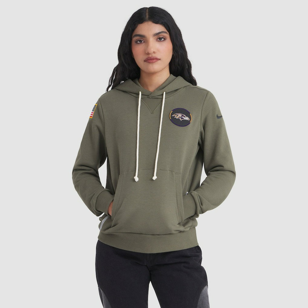 Baltimore Ravens Women's 2025 Salute to Service Sideline Standard Issue Dri-FIT Hoodie Olive - Nike