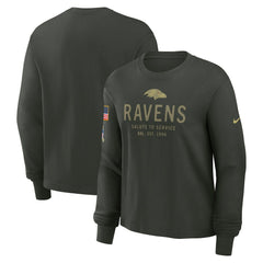 Baltimore Ravens Women's 2025 Salute to Service Sideline Dri-FIT Long Sleeve T-Shirt Dark Green - Nike