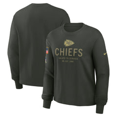 Kansas City Chiefs Women's 2025 Salute to Service Sideline Dri-FIT Long Sleeve T-Shirt Dark Green - Nike