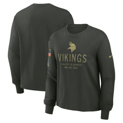 Minnesota Vikings Women's 2025 Salute to Service Sideline Dri-FIT Long Sleeve T-Shirt Dark Green - Nike
