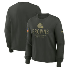 Cleveland Browns Women's 2025 Salute to Service Sideline Dri-FIT Long Sleeve T-Shirt Dark Green - Nike