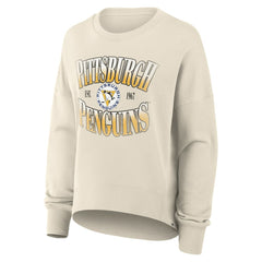 Pittsburgh Penguins Fanatics Women's Oversized Vintage Slice Pullover Sweatshirt Cream