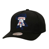 Mitchell & Ness - Philadelphia 76ers Tilted Pro Pinch Adjustable Hat - Black