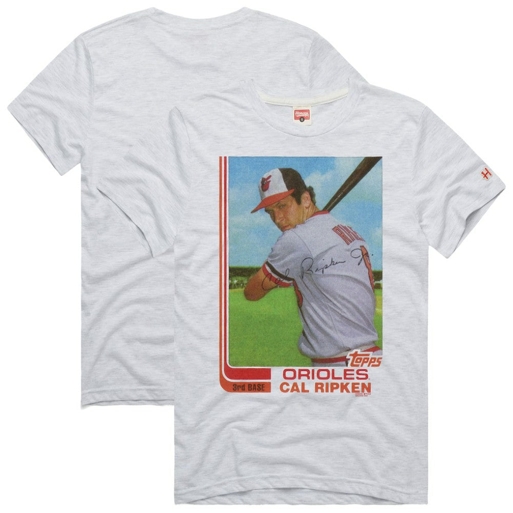 Cal Ripken Jr. Baltimore Orioles Homage 1982 Topps Baseball Card Player T-Shirt for sale