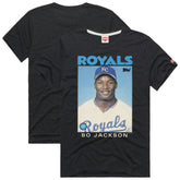 Bo Jackson Kansas City Royals Homage 1986 Topps Baseball Card Player T-Shirt Clearance