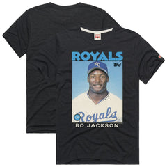 Bo Jackson Kansas City Royals Homage 1986 Topps Baseball Card Player T-Shirt Clearance