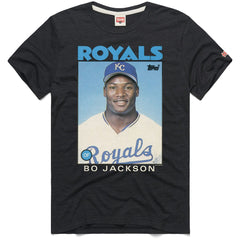 Bo Jackson Kansas City Royals Homage 1986 Topps Baseball Card Player T-Shirt Clearance