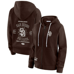 San Diego Padres WEAR by Erin Andrews Women's Vintage Full-Zip Raglan Hoodie discount