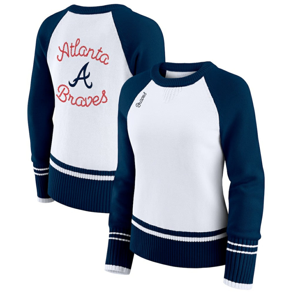 Atlanta Braves WEAR by Erin Andrews Women's Colorblock Raglan Sweater On Sale