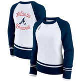 Atlanta Braves WEAR by Erin Andrews Women's Colorblock Raglan Sweater On Sale