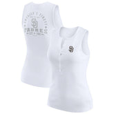 San Diego Padres WEAR by Erin Andrews Women's Rib-Knit Henley Tank Top On Sale