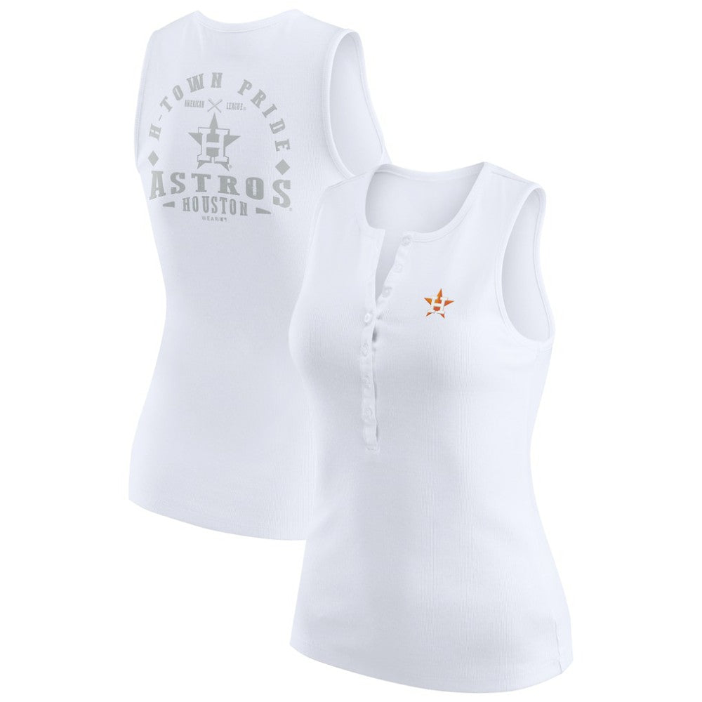 Houston Astros WEAR by Erin Andrews Women's Rib-Knit Henley Tank Top Sale