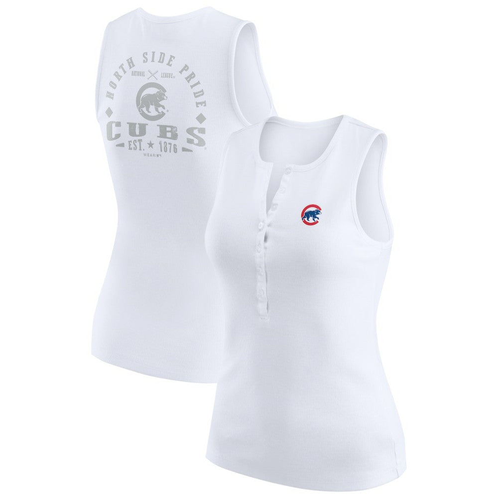 Chicago Cubs WEAR by Erin Andrews Women's Rib-Knit Henley Tank Top Lifestyle