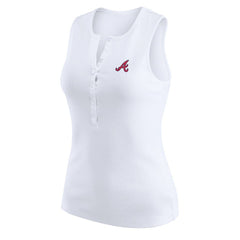 Atlanta Braves WEAR by Erin Andrews Women's Rib-Knit Henley Tank Top On Sale