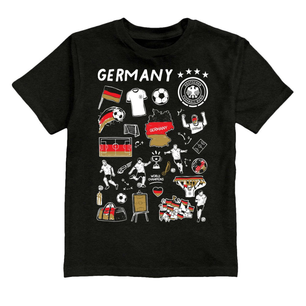 Germany National Team Vive La Fete Youth Impressions Artwork T-Shirts - Black