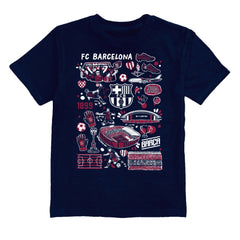 Barcelona Vive La Fete Youth Impressions Artwork T-Shirts - Navy