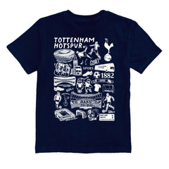 Tottenham Hotspur Vive La Fete Youth Impressions Artwork T-Shirts - Navy