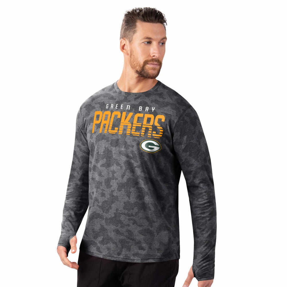 Green Bay Packers MSX by Michael Strahan Performance Camo Long Sleeve T-Shirt Black - NFL
