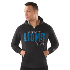 Detroit Lions Starter Distressed Classic Full-Zip Hoodie Black - NFL