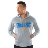 Los Angeles Chargers Starter Distressed Classic Full-Zip Hoodie Heather Gray - NFL