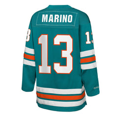 Dan Marino Miami Dolphins Youth Hockey Fashion Jersey Aqua - Mitchell & Ness