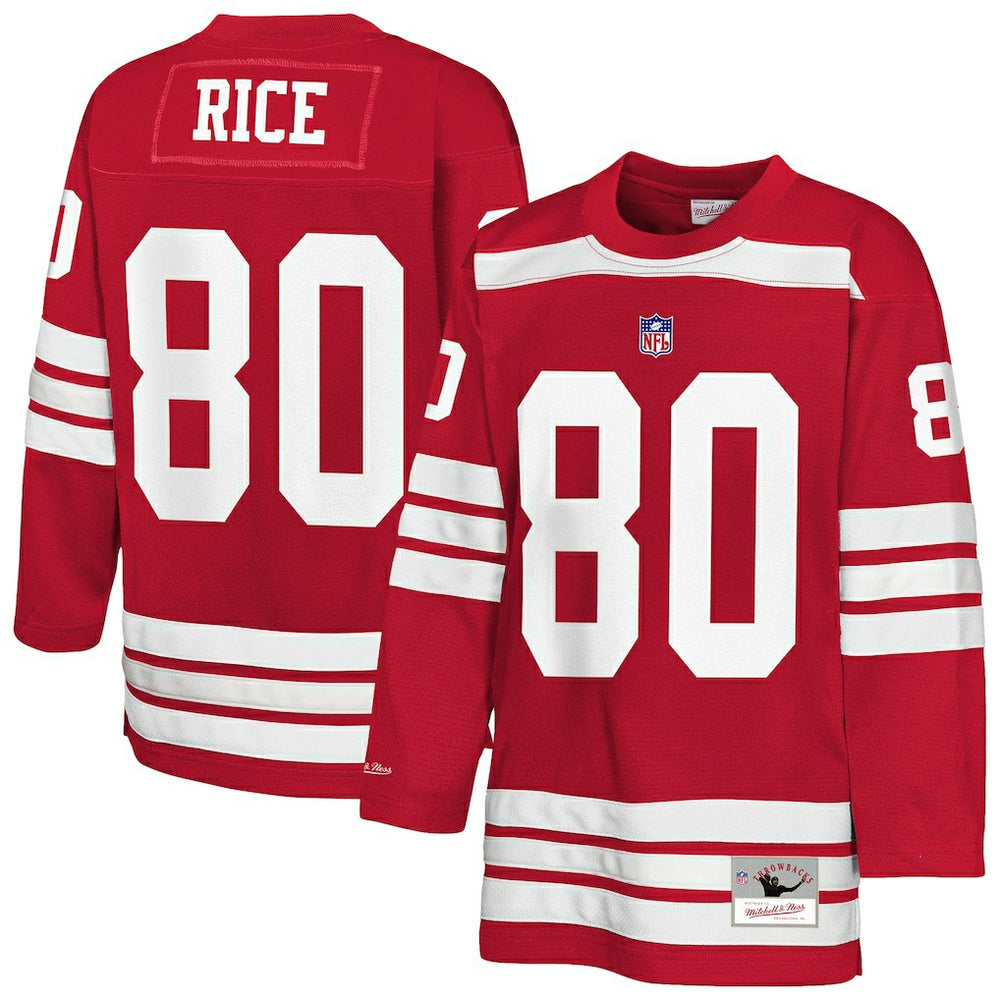 Jerry Rice San Francisco 49ers Youth Hockey Fashion Jersey Scarlet - Mitchell & Ness