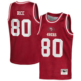 Jerry Rice San Francisco 49ers Youth Retired Player NFL Basketball Fashion Jersey Scarlet - Mitchell & Ness