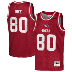 Jerry Rice San Francisco 49ers Youth Retired Player NFL Basketball Fashion Jersey Scarlet - Mitchell & Ness