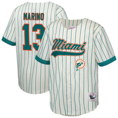 Dan Marino Miami Dolphins Youth Retired Player Name & Number Baseball Jersey Cream - Mitchell & Ness
