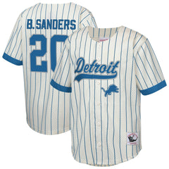 Barry Sanders Detroit Lions Youth Retired Player Name & Number Baseball Jersey Cream - Mitchell & Ness