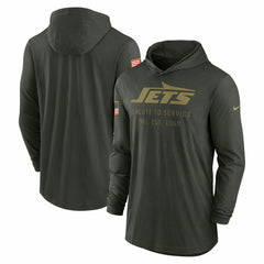 New York Jets 2025 Salute to Service Sideline Dri-FIT Lightweight Hooded Pullover Forest Green - Nike