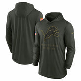 Detroit Lions 2025 Salute to Service Sideline Dri-FIT Lightweight Hooded Pullover Forest Green - Nike