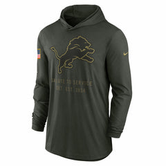 Detroit Lions 2025 Salute to Service Sideline Dri-FIT Lightweight Hooded Pullover Forest Green - Nike