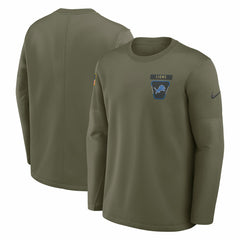 Detroit Lions 2025 Salute to Service Sideline Coaches Therma-FIT Long Sleeve Shirt Olive - Nike