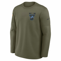 Detroit Lions 2025 Salute to Service Sideline Coaches Therma-FIT Long Sleeve Shirt Olive - Nike