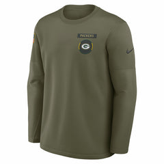 Green Bay Packers 2025 Salute to Service Sideline Coaches Therma-FIT Long Sleeve Shirt Olive - Nike