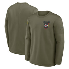 Kansas City Chiefs 2025 Salute to Service Sideline Coaches Therma-FIT Long Sleeve Shirt Olive - Nike