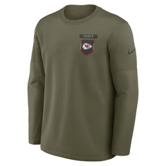 Kansas City Chiefs 2025 Salute to Service Sideline Coaches Therma-FIT Long Sleeve Shirt Olive - Nike