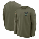 New York Jets 2025 Salute to Service Sideline Coaches Therma-FIT Long Sleeve Shirt Olive - Nike