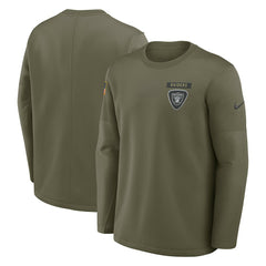 Las Vegas Raiders 2025 Salute to Service Sideline Coaches Therma-FIT Long Sleeve Shirt Olive - Nike